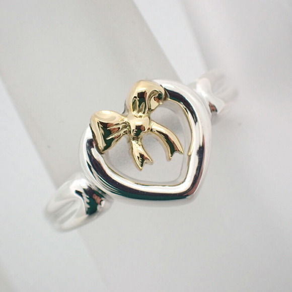 TIFFANY 925 750 heart ribbon combination ring 11 - Picture 4 of 8
